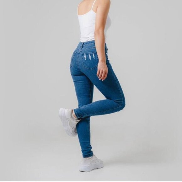 NWT KAN CAN Distressed Skinny Jean Sz 25 Blue - Picture 2 of 8